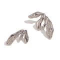 Chic silver hollow geometric striped hoop earrings in a modern polished metallic finish - Asymmetric Lily Petal Stud Earrings - Steel