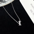 S925 sterling silver necklace featuring a letter I pendant with pavé cubic zirconia - 925 Silver / Silver (Initial I)