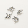 Silver finish marine spring ring clasps in 18k plated copper for jewelry making - 4Pcs (11mm/Hole 2.5mm) / Platinum Plated