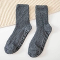 Dark gray coral fleece non-slip floor socks with warm chenille material for winter - One Size / Dark Gray