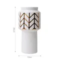Modern white ceramic vase with golden chevron pattern, 25cm height for home decor - Large (25cm) / Platinum