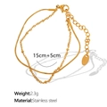 Bracciale a doppio strato in acciaio inossidabile dorato con catena a serpente e perline - Oro