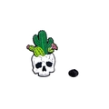 Broche en émail cactus tête de mort avec fleurs roses et attache en caoutchouc noir - Style 4/CZ0444-4