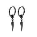 Unisex black stainless steel punk spike earrings with polished metal finish - Style 8 Black Single