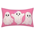 Pink lumbar pillow cover featuring cute cartoon ghosts and high-quality fabric texture - Style 02-Pink Three Ghosts