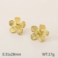 French vintage gold sunflower petal earrings in stainless steel with textured finish - Gold (Large Size)