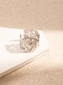 Silver ginkgo leaf engraved stainless steel open ring with adjustable matte band - Ginkgo Leaf Hollow Silver Ring
