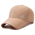 Lightweight breathable baseball cap in khaki with reflective trim for outdoor sports - Adjustable / Khaki