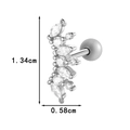 Silver titanium steel stud earring with marquise crystal cluster and screw ball back - Wing Marquise Rhinestone Row Style (0189-6# Silver)