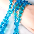 Faceted heart-shaped blue glass beads bracelet for jewelry making and crafting - Lake Blue