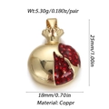 Macro shot of gold-plated 3D pomegranate pendant with red crystals and dimensions - Pomegranate Fruit Shape / Gold/Red