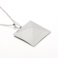 Silver pyramid pendant necklace with brushed metallic texture on a minimalist chain - Silver Tone 3D Pyramid Matte Style [No Chain] (KP30020-K)
