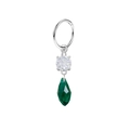 Zilveren oorbellen met heldere ronde zirkoon en een smaragdgroene druppelvormige hanger - Donkergroen (NR24111601-1)