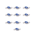 Set of 10 evil eye charms with blue enamel and sparkling rhinestones for jewelry making - 10# Silver Evil Eye