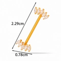 Polished gold G23 titanium butterfly nipple ring with marquise cut cubic zirconia studs - Fan Shape Five Zircons (T2548-1#) / Gold