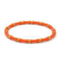 Minimalist orange enamel bamboo style titanium steel bangle for women in gold finish - Orange