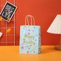 Light blue Happy Birthday paper gift bag with gold lettering and white rope handles - 602 Blue-Happy Birthday