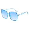 Oversized square sunglasses featuring transparent blue frames and blue gradient lenses - Transparent Blue / Blue