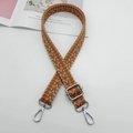 Adjustable woven shoulder strap for women's bags with orange and green geometric patterns - Khaki Orange Green + Silver Hook