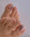 French tip press-on toenails with butterfly design and glossy finish for women - 1660-Black White Butterfly French
