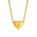 Gold stainless steel heart pendant necklace with letter I engraving and O-chain - 40+5cm / Gold - Letter I
