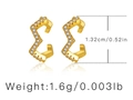 Z-shaped 18K gold plated brass ear cuff with sparkling pavé zircons and size details - KEAM0023 Z-Shape Sawtooth Pave