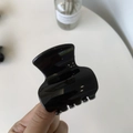 Glossy black plastic hair claw clip with smooth resin finish for high ponytail styles - Glossy Black - Vase Shape - Butterfly Buckle