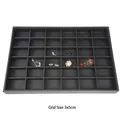 Black PU jewelry tray with 30 slots for earrings and rings, individual slot size 3x5cm - 36 Grids Tray