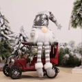 Christmas gnome doll with grey knit hat sitting on a red vintage car decoration - Gray Long Legged Doll With Light (E-DD04)