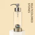 Glass lotion dispenser with colorful natural crystal stones and metallic pump head - Colorful Gravel