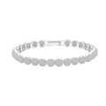 Sparkling S925 sterling silver tennis bracelet with circular pave-set zircon stones - 5mm Diamond Ball Platinum 16.5cm Approx. 9.6g