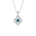 Elegant s925 silver four-leaf clover necklace featuring a sparkling blue round gemstone - Moissanite Green Stone White Gold