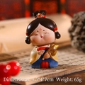 Tang Dynasty style lady figurine charm in blue dress, size 4.5x4x7cm and 65g weight - 2A Picking Flower - Large Shaking Head Ornament