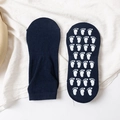 Dark blue non-slip trampoline socks with white paw-shaped silicone grips for safety - Adult Size (EU 35-42) / Navy Blue