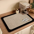Braune Kaffeematte in Leinenoptik mit 'coffee time' Schriftzug und rutschfestem Boden - 30*40cm Saugfähiges Leder / Kaffeezeit Muster