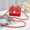 Mini red rabbit shaped crossbody bag for kids with long shoulder strap in PU leather - Red
