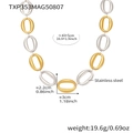Polished silver and gold tone stainless steel oval link chain necklace with dimensions - 43+5cm / Two-tone Necklace
