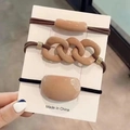 Set di 9 elastici per capelli color tè al latte con accenti decorativi in acrilico - Set di 3 Pezzi Caffellatte