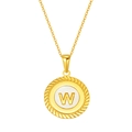 Collier en acier titane avec pendentif lettre W doré et incrustation en nacre blanche - Lettre W(S-P005-W)