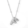 Polished silver bubble letter F pendant on a sleek ball chain necklace for women - Silver - F