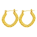 Classic golden twisted rope hoop earrings in polished stainless steel for women - Vintage Twisted Rope Texture