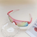 Pink semi-rimless kids sports sunglasses with gradient rainbow mirrored lenses - Pink Frame Gradient Rainbow Lens / Pink