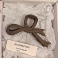 Matte brown acrylic bow hair claw clip displayed in a white gift box with soft tissue paper - 6# Dark Coffee Ribbon Style