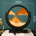 Moving sand art decor with orange and gold sand in a black frame, height 21.4cm - 8 Inch Rotate Yellow