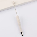 DIY beadable ballpoint pen in white with gold plaid pattern and silver metallic accents - 30# Pattern (White Gold Dots)