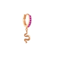 Rose gold snake charm huggie hoop earrings with purple gemstone inlay for women - Snake / Rose Gold
