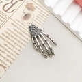 Gothic silver skeletal hand pendant with vintage metal finish for Halloween jewelry - Antique Silver Skull Hand (19x42mm)