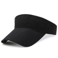 Unisex black athletic sun visor hat with long curved brim for running and tennis - Black