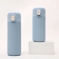 Light blue matte stainless steel vacuum flask with bounce lid and cream white lock - 320ml / Standard / Sky Blue