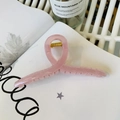 Molla per capelli rosa traslucida a forma di infinito con molla dorata da donna - 13cm Tipo appendino / Rosa Gelatina